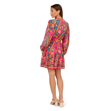 Adrianna Papell Printed Short Dress for Women 10
