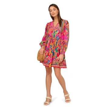 Adrianna Papell Printed Short Dress for Women 10