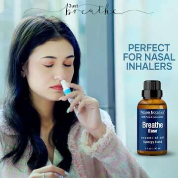 Breathe Essential Oil Blend 30 ml - Breath Ease Sinus Relief with Menthol Oils - for Humidifiers, Diffusers, and Aromatherapy - Nexon Botanics
