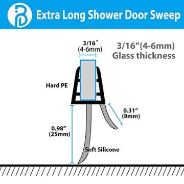 2-Pack Butecare Frameless Shower Door Bottom Seal with Long Sweep for Glass Doors – Stop Shower Leaks and Create a Water Barrier Shower Installation Kit (3/16” x 36”)