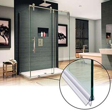 2-Pack Butecare Frameless Shower Door Bottom Seal with Long Sweep for Glass Doors – Stop Shower Leaks and Create a Water Barrier Shower Installation Kit (3/16” x 36”)
