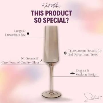 Saludi Colored Champagne Flutes - As Seen on 'Bachelor in Paradise' - 7oz (Set of 6) Stemmed Multi-Color Champagne Glass - Great for All Occasions and Gifts - Luxury, Durable, Hand-Blown