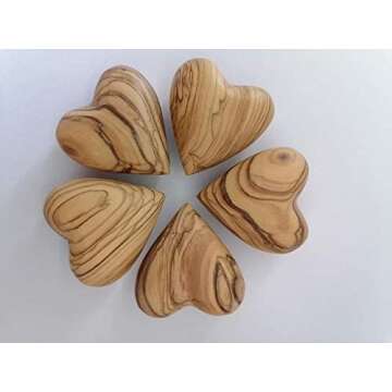 Trees Of The Land ~ 5 ~ Bethlehem Olive Wood Handmade Love Hearts - 2" each - Heart