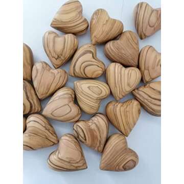 Trees Of The Land ~ 5 ~ Bethlehem Olive Wood Handmade Love Hearts - 2" each - Heart