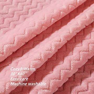 CREVENT 30''X40'' Soft Cozy Warm Baby Blankets for Boys Girls Solid Color - All Season Use - Newborn Essentials (Wave Pink)