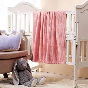 CREVENT 30''X40'' Soft Cozy Warm Baby Blankets for Boys Girls Solid Color - All Season Use - Newborn Essentials (Wave Pink)