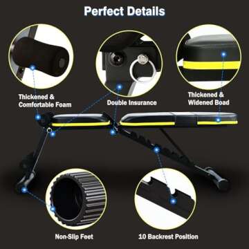 Teclor Weight Bench, Adjustable Strength Training Bench for Full Body Workout with Fast Folding, Incline Decline Exercise Workout Bench for Home Gym -New Version