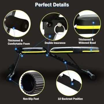 Teclor Weight Bench, Adjustable Strength Training Bench for Full Body Workout with Fast Folding, Incline Decline Exercise Workout Bench for Home Gym -New Version