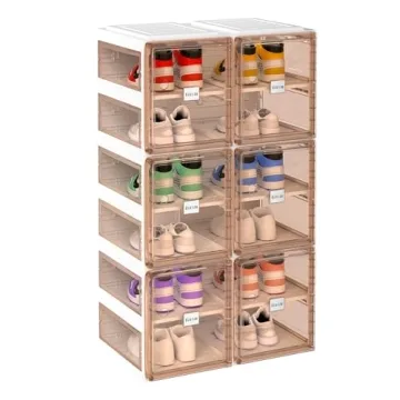 BINSIO Shoe Rack Closet Organizer and Storage, Portable for Entry Way, Foldable Boxes, Fast Easy Ass...