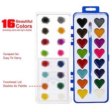 Valentines Day Gifts for Kids, 24 Pack Watercolor Paint Set with Paintbrush for Kids, Prizes Exchange Gifts Valentines Party Favors for Preschool Classroom School