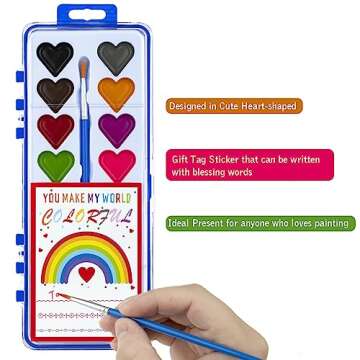 Valentines Day Gifts for Kids, 24 Pack Watercolor Paint Set with Paintbrush for Kids, Prizes Exchange Gifts Valentines Party Favors for Preschool Classroom School