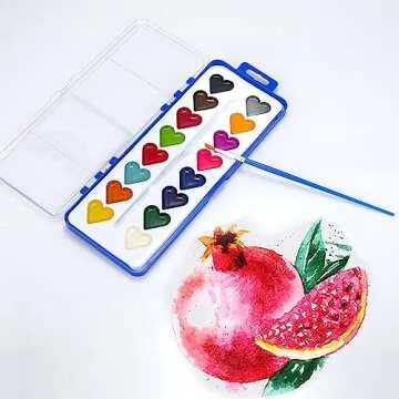 Valentines Day Gifts for Kids, 24 Pack Watercolor Paint Set with Paintbrush for Kids, Prizes Exchange Gifts Valentines Party Favors for Preschool Classroom School