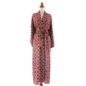 NOVICA Artisan Handmade Batik Robe – Ruby Red Style