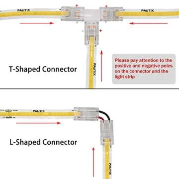 PAUTIX 8mm Connectors for 2-Pin COB LED Strip Lights,4pcs Transparent Gapless Connectors,4pcs Dual End,1pc Single to DC Female Plug 7.9in Extension Wire,2pcs L-shaped Connectors,1pc T-shaped Connector