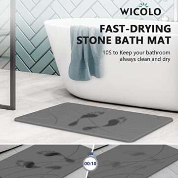 Stone Bath Mat - Ultra Absorbent Non-Slip Grey Mat
