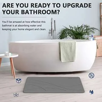 Stone Bath Mat - Ultra Absorbent Non-Slip Grey Mat