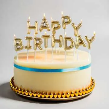 Happy Birthday Gold Balloon Pick Candles - 13PC Set