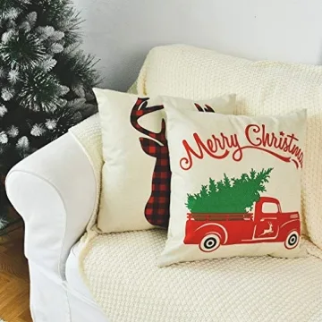 PSDWETS Christmas Pillow Covers Set of 4 for Holiday Decor