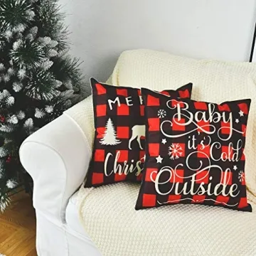 PSDWETS Christmas Pillow Covers Set of 4 for Holiday Decor