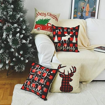 PSDWETS Christmas Pillow Covers Set of 4 for Holiday Decor
