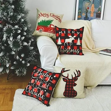 PSDWETS Christmas Pillow Covers Set of 4 for Holiday Decor