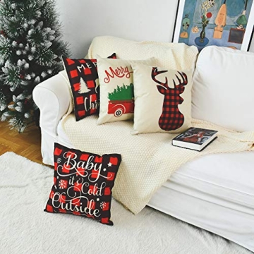PSDWETS Christmas Pillow Covers Set of 4 for Holiday Decor