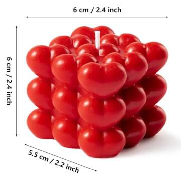 DYhuiyia Heart Shape Candle Berry Scent, Wedding Anniversary Day Love Red Bubble Candle from Organic...