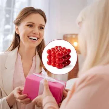 DYhuiyia Heart Shape Candle Berry Scent, Wedding Anniversary Day Love Red Bubble Candle from Organic Soy Wax in Cube Shape Gift for Her, Romantic Home Dinner Aesthetic Decor Present for Your Love