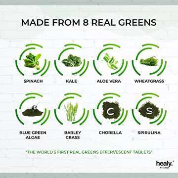 Healy Wellness Super Greens - Skinny, Energy, Detox, Digestion & Immunity Dissolvable Effervescent F...