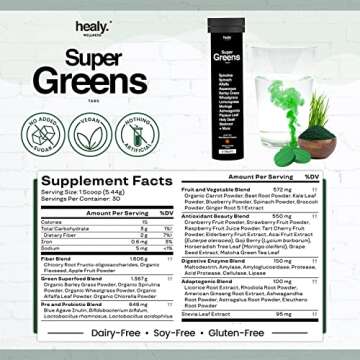 Healy Wellness Super Greens - Skinny, Energy, Detox, Digestion & Immunity Dissolvable Effervescent Fizzy Tablets with 26+ Real Keto, Natural Ingredients, Vegan, No Calories, Gluten Sugar Free, 2 Packs