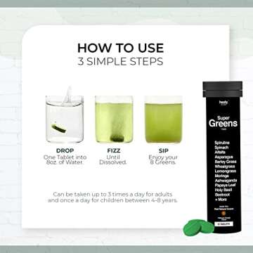 Healy Wellness Super Greens - Skinny, Energy, Detox, Digestion & Immunity Dissolvable Effervescent Fizzy Tablets with 26+ Real Keto, Natural Ingredients, Vegan, No Calories, Gluten Sugar Free, 2 Packs