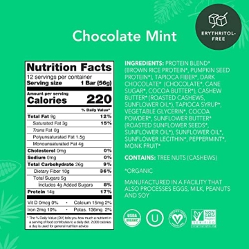 ALOHA Organic Chocolate Mint Protein Bars - 12 Pack