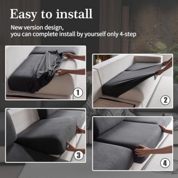 OHSIO Sectional Couch Covers, Wear Resistant Stretch Sofa Covers Washable Soft Couch Cushion Covers Anti Slip Furniture Protector Sofa Slipcovers for Pets (1 Piece Back Couch Cover, Dark Gray)