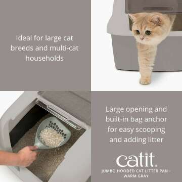 Large Catit Jumbo Hooded Litter Pan in Warm Gray