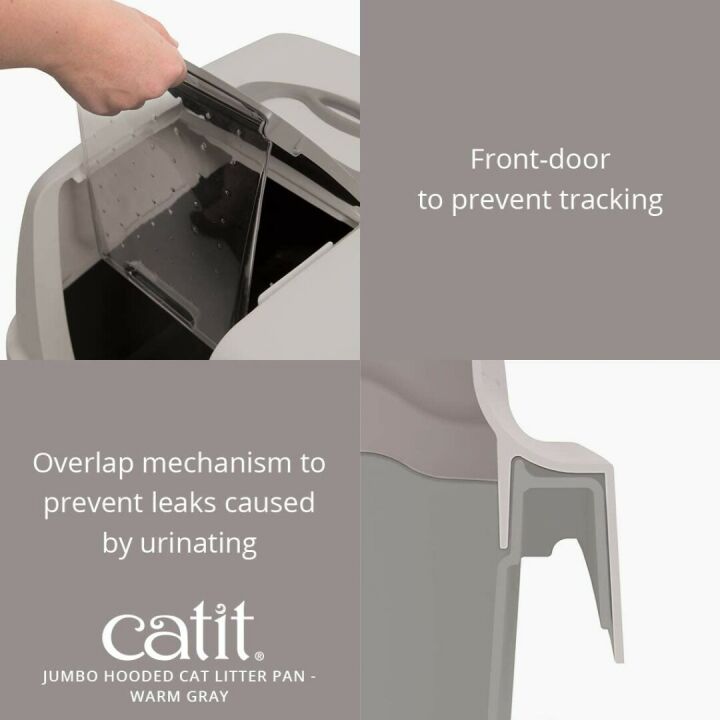 Large Catit Jumbo Hooded Litter Pan in Warm Gray