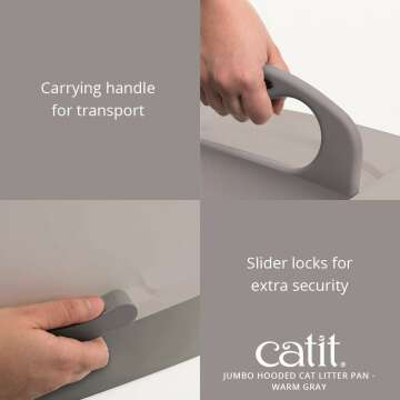 Large Catit Jumbo Hooded Litter Pan in Warm Gray