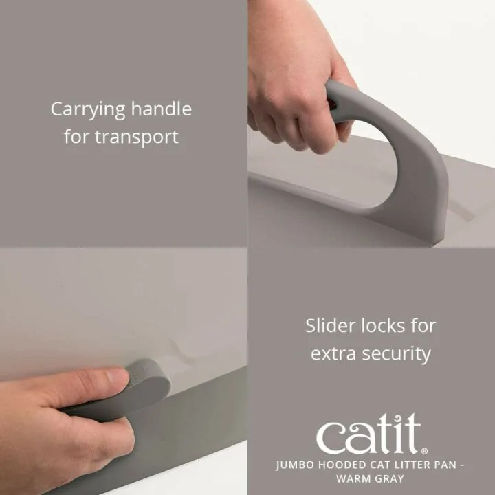 Large Catit Jumbo Hooded Litter Pan in Warm Gray