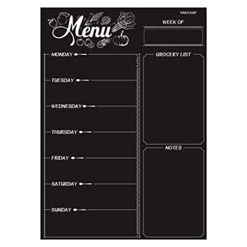 Magnetic Refrigerator Chalkboard,Weekly Menu, Meal Planner, Grocery Shopping List, Dry Erase Board, ...