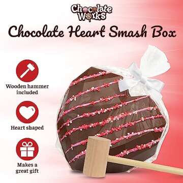 Valentine's Day Chocolate Heart Smash Box by Chocolate Works – Gourmet Milk Chocolate Gift with Ra...
