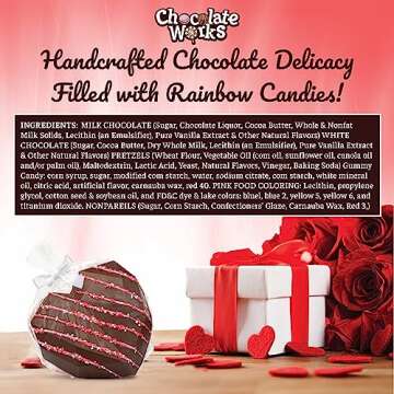Valentine's Day Chocolate Heart Smash Box by Chocolate Works – Gourmet Milk Chocolate Gift with Rainbow Candies, Premium Belgian Chocolate Treats for Him & Her