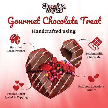 Valentine's Day Chocolate Heart Smash Box by Chocolate Works – Gourmet Milk Chocolate Gift with Rainbow Candies, Premium Belgian Chocolate Treats for Him & Her