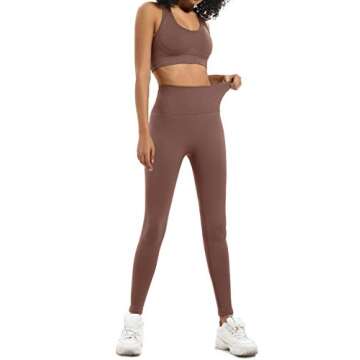 HAODIAN Women's Yoga Outfits 2 Piece High Waisted Leggings with Sports Bra Gym Clothes Sets