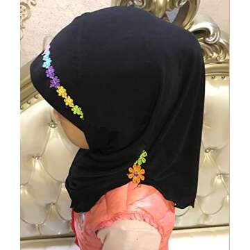 CRIZAN Muslim Islam crystal Headscarf Hijabs Cap for Women Girl Cotton Long Scarf Wrap … (Girls fl...