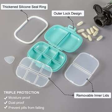 Compact 4 Pack Pill Organizer for Travel and Daily Use