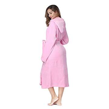 RONGTAI Plush Fleece Bathrobe Hooded Sleepwear with Pockets