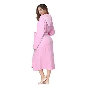 RONGTAI Plush Fleece Bathrobe Hooded Sleepwear with Pockets