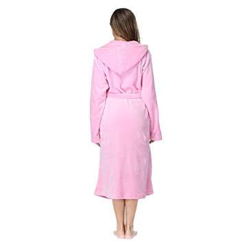 RONGTAI Plush Fleece Bathrobe Hooded Sleepwear with Pockets