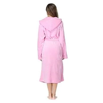 RONGTAI Plush Fleece Bathrobe Hooded Sleepwear with Pockets