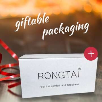 RONGTAI Plush Fleece Bathrobe Hooded Sleepwear with Pockets