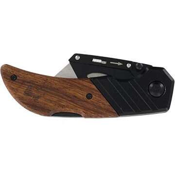 Husky Wood Handled Folding Utility Knife for Precision Cuts
